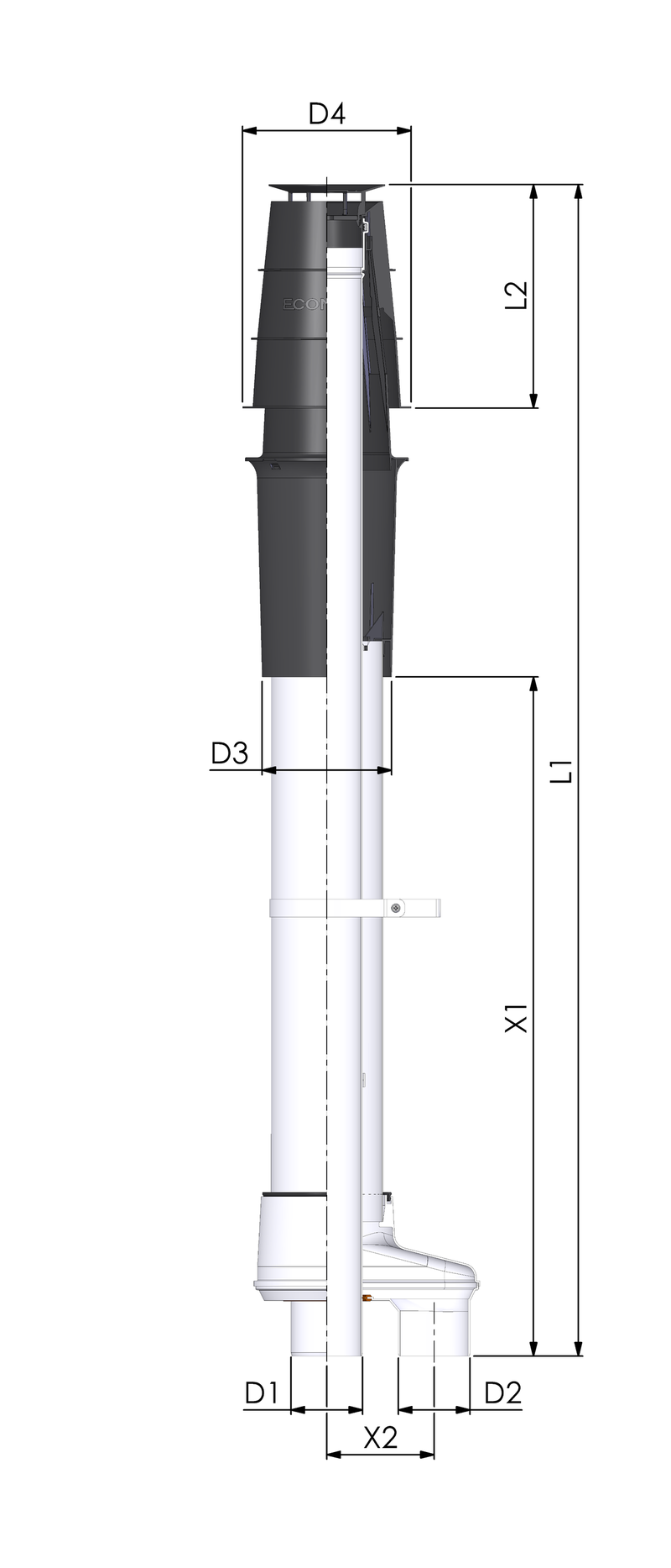 Cox Geelen Econext ® HR dakdoorvoer 2x80mm + PPs rookgaspijp 277233