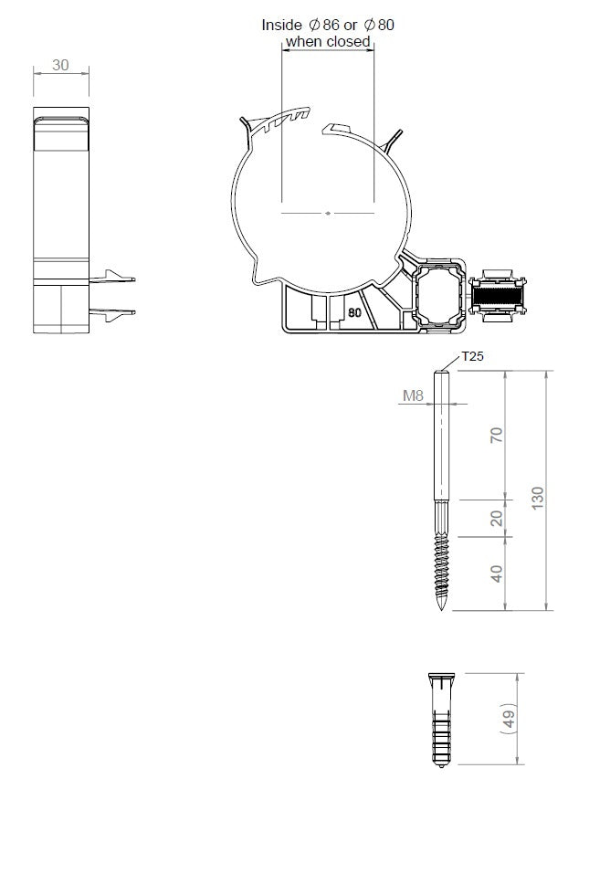 Burgerhout Easysafe muurbeugel PP 80mm wit 400452203