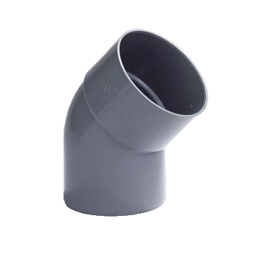 PVC Bocht 40mm lijmmof/ spie 45° grijs | CVketel.nl