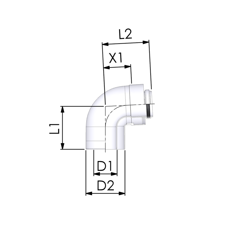 CoxDENS® Concentrische Rookgasbocht 87° 60/100 Connext X3